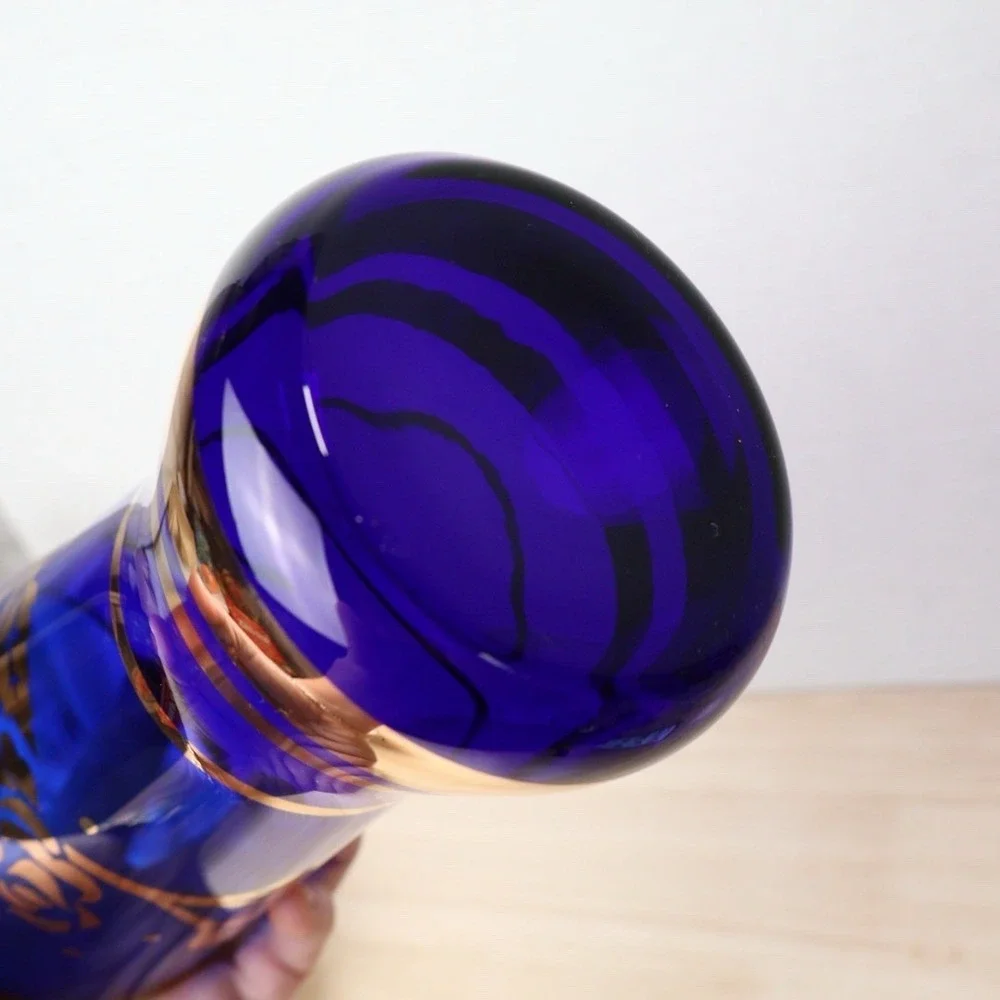 VTG Cobalt Blue & Gold Borske Sklo Union 8